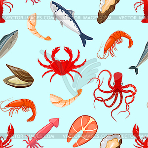Pattern with seafood - vector clipart