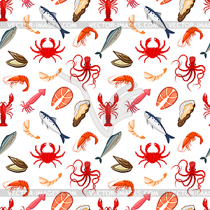 Шаблон с морепродуктами - векторный рисунок