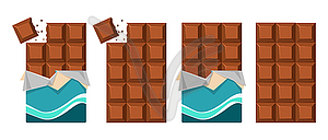 Dark chocolate bar icons - royalty-free vector image
