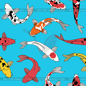 Pattern with koi fishes - vector image
