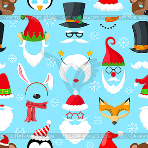 Pattern with Christmas masks - vector clipart