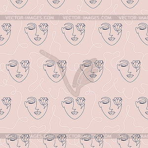 Pattern with woman face - vector clipart