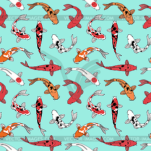 Pattern with koi fishes - vector clipart