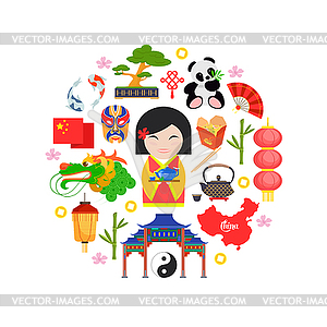 Traditional Chinese symbols - vector clipart