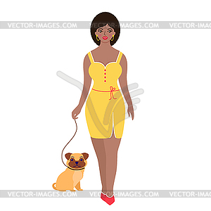 Женщина с собакой - рисунок в векторе