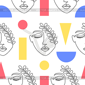 Woman faces and geometric figures - vector clipart / vector image