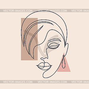 Minimal woman face - vector clipart / vector image