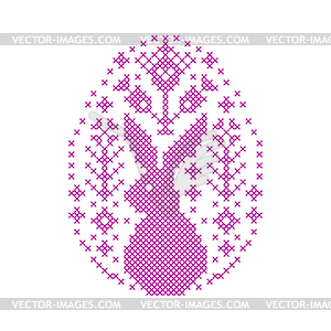 Embroidered Easter egg - vector image