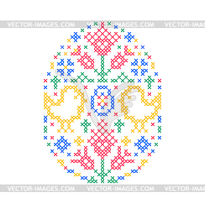 Embroidered Easter egg - vector image