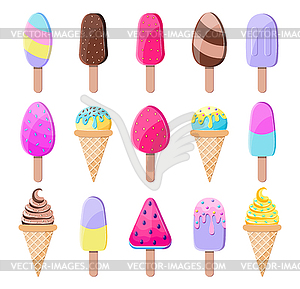 Красочное вкусное мороженое - клипарт в векторе / векторное изображение