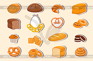 Collection of bakery stickers - vector clipart / vector image