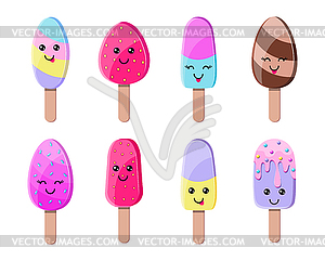 Colorful ice cream stickers - vector clipart