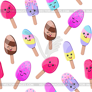 Pattern with colorful ice cream - vector clip art