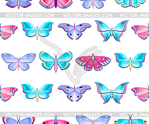Pattern with butterflies and moths - vector clipart / vector image