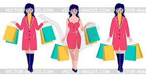 Women with packages - vector clipart