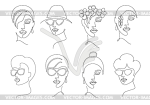 Collection of women faces - vector clip art