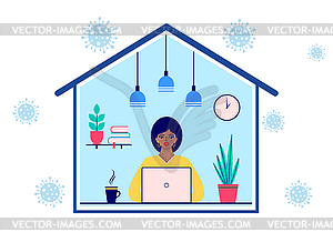 Woman working at home - vector image