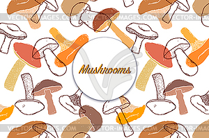 Card with mushrooms - vector image