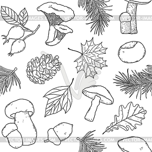 Pattern with forest items - vector clip art