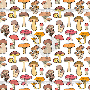 Pattern with mushrooms - vector clipart