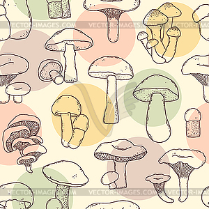 Pattern with mushrooms - color vector clipart