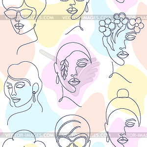 Pattern with woman faces - vector image