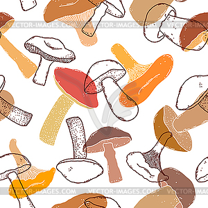 Pattern with mushrooms - vector image