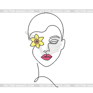 Minimal woman face - vector clip art