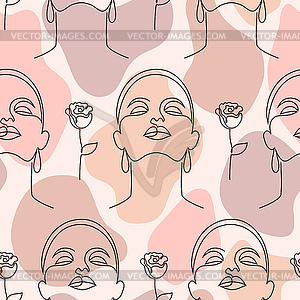 Pattern with woman faces - vector image