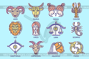 Stickers with zodiac signs - vector clipart