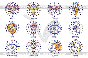 Коллекция знаков зодиака - изображение в векторном формате
