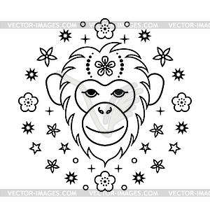 Monkey Chinese zodiac sign - vector image