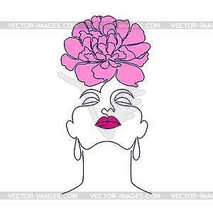 Minimal woman face - vector clipart