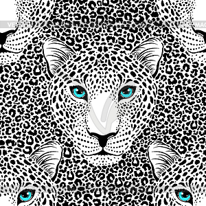 Pattern with leopard muzzle and leopard fur - vector clip art