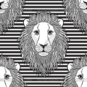 Pattern with lion muzzle - vector image