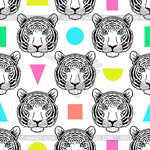 Pattern with tiger muzzle - vector image