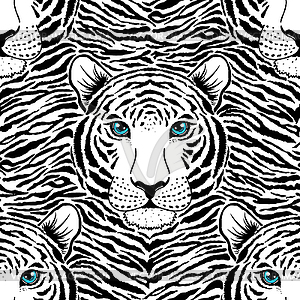 Pattern with tiger muzzle - vector image