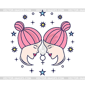 Gemini zodiac sign - vector clipart