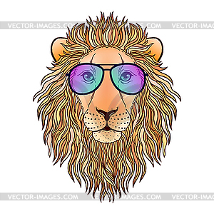 Lion muzzle with sunglasses - vector EPS clipart