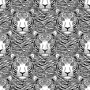 Pattern with tiger muzzle - vector clipart