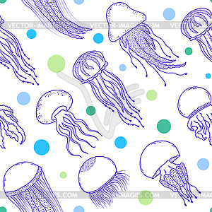 Pattern with jellyfishes - vector clipart