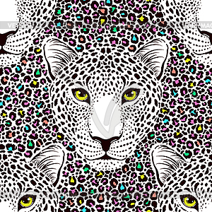 Бесшовный фон с леопардом - цветной векторный клипарт