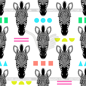 Pattern with zebra head - vector image