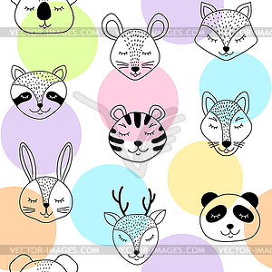 Seamless pattern with cute animals - vector image