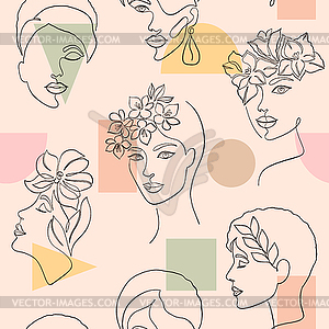 Pattern with women faces - vector EPS clipart