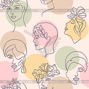 Women faces and color circles - vector clipart / vector image