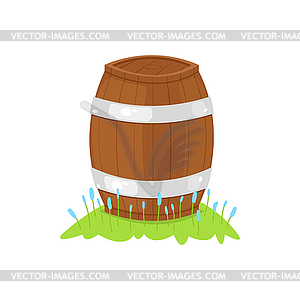 Wooden barrel with honey - vector image