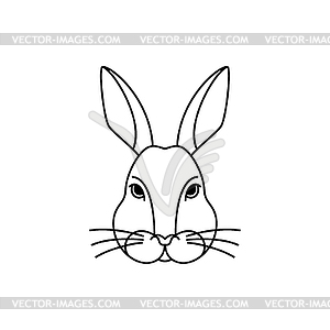 Bunny head in line art style - vector clipart