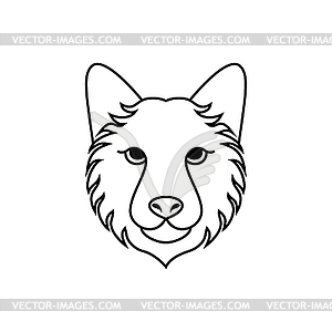 Dog head in line art style - vector clipart