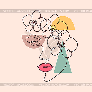 Poster with minimal woman face - vector clip art